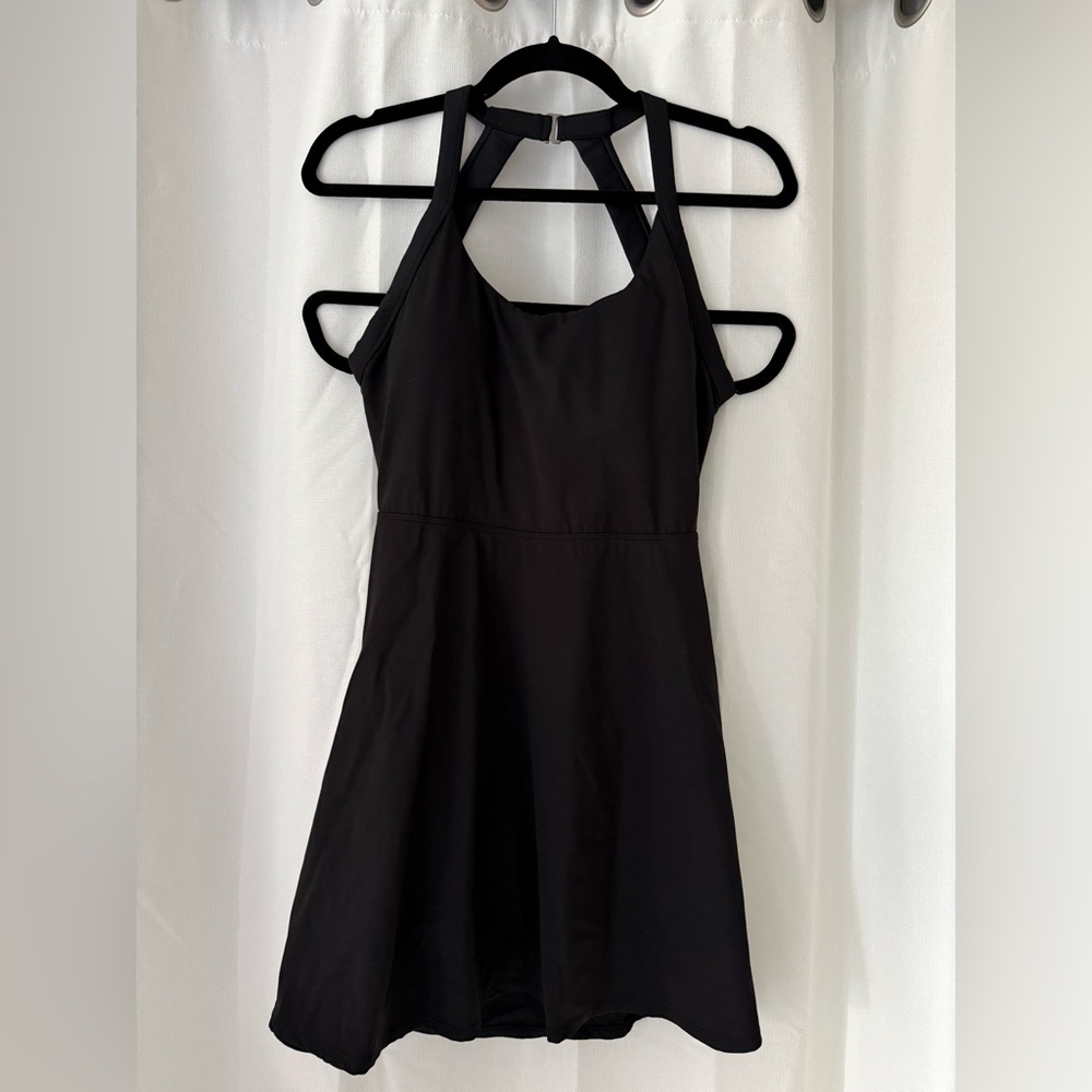 HALARA Black Halter Skater Dress